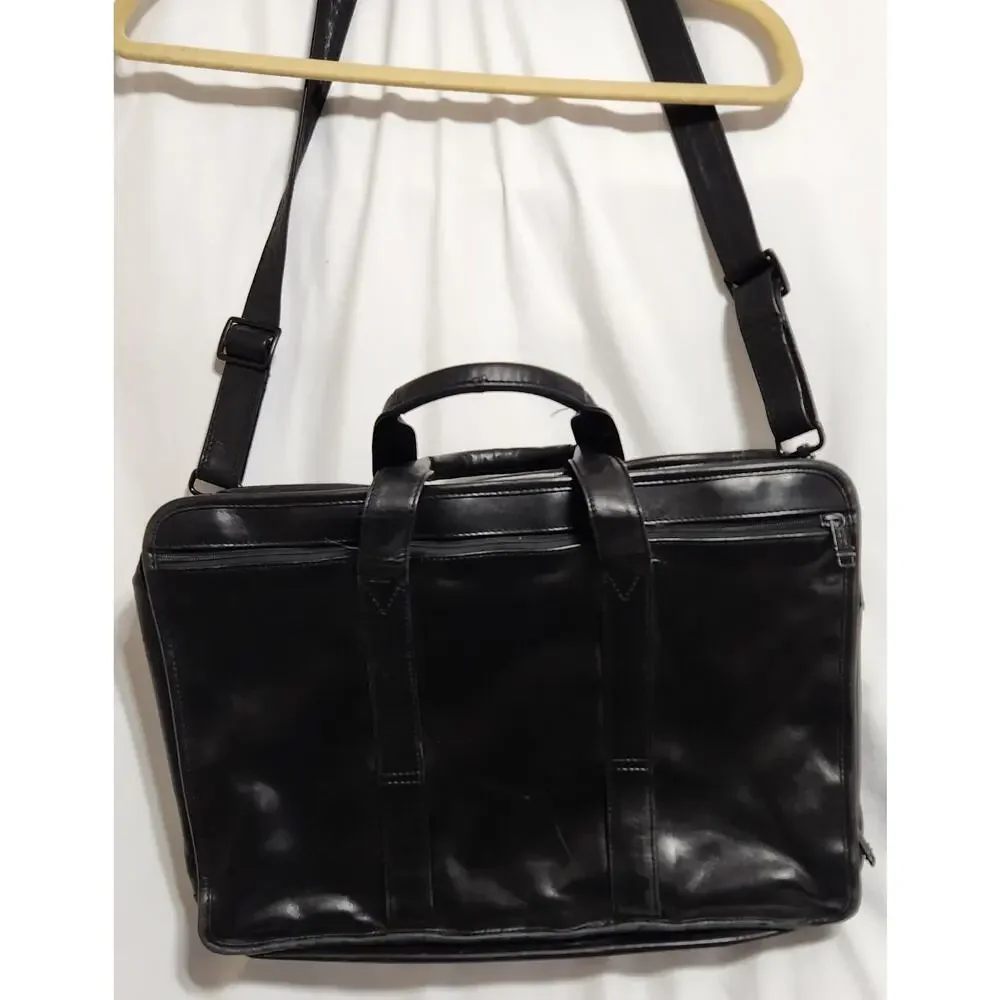VTG TUMI Vintage Alpha Black Leather Laptop Bag Briefcase‎